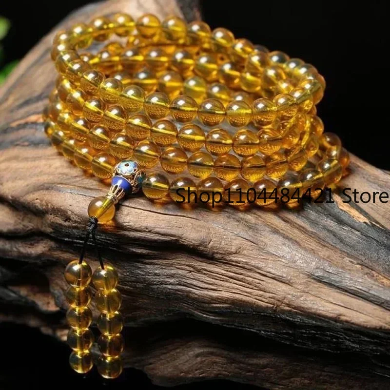 Mexico Clean Water Blue Pearl Bracelet 108 Buddha Beads Oil Bracelet Amber Round Beads Bracelet for Men and Women Jewelry Bangle