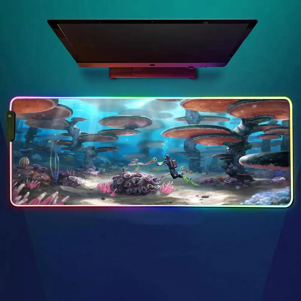 

Subnautica Game Mouse Pad RGB Gaming Mouse Pad Desk Mat HD Gamer Large LED Light XXL MousePads