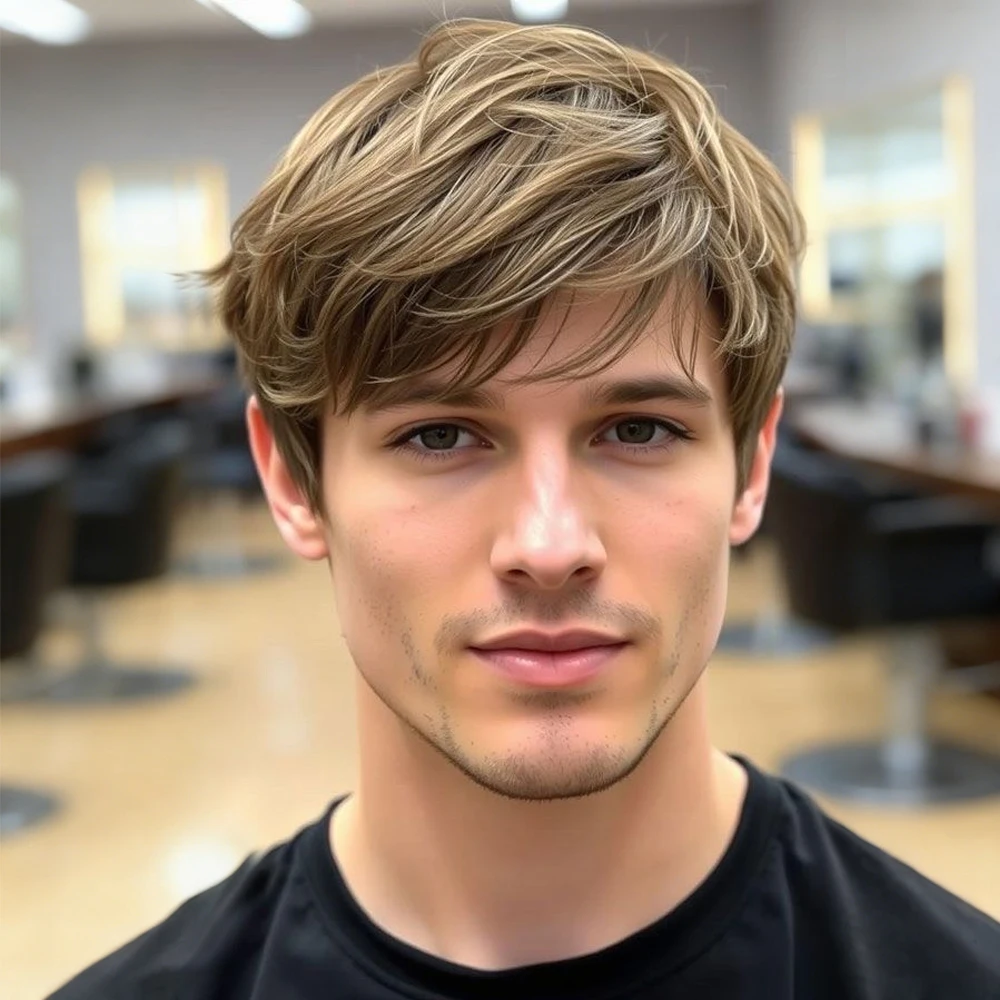 

Мужской парик P4/27 Highlight Straight Wig, короткий прямой парик с длинной челкой, бестселлер, машинная работа, из натуральных человеческих волос.