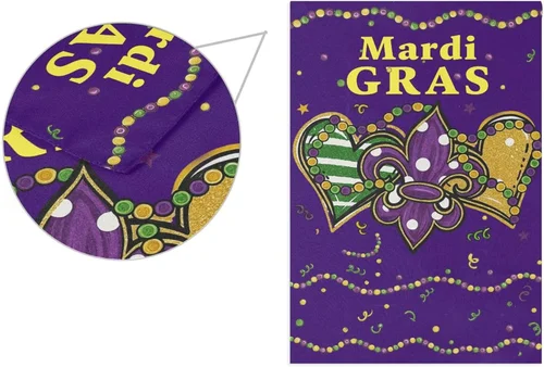 Mardi Gras Purple Garden Flag 12X18 Inch Double Sided outside Fleur De Lis Welco OOV IIC