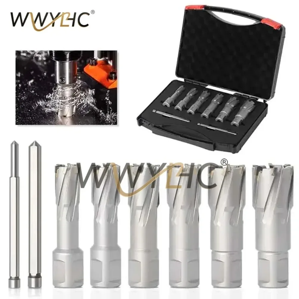 6Pcs 16-26mm *35mm TCT Annular Cutter Magnetic Hole Saw Set For Iron Stainless Steel Drilling Carbide Hollow Core Drill Bits
