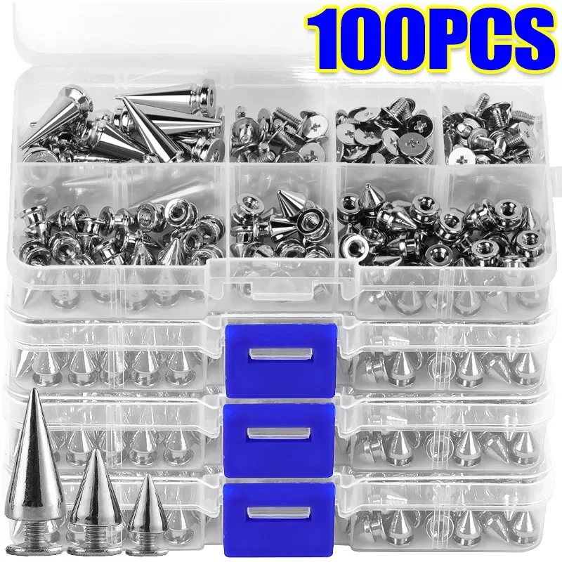 Multiple Sizes Cone Spikes Screwback Studs Rivets Metal Tree Spikes Studs Punk Style Clothing Accessories DIY Craft Decoration