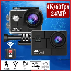 Ultra HD 4K 60fps Cam 24MP WiFi 30M Waterproof Helmet Vedio Go Sport Pro Anti-Shake Action Camera With Sony Fisheye Lens