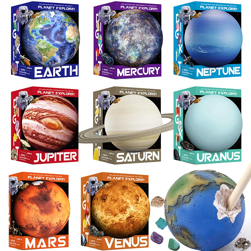 Planet Explore Dig Kit Toy Solar System Gemstone Discovery Geographic Excavation Planet Mining Science Educational Surprise Gift