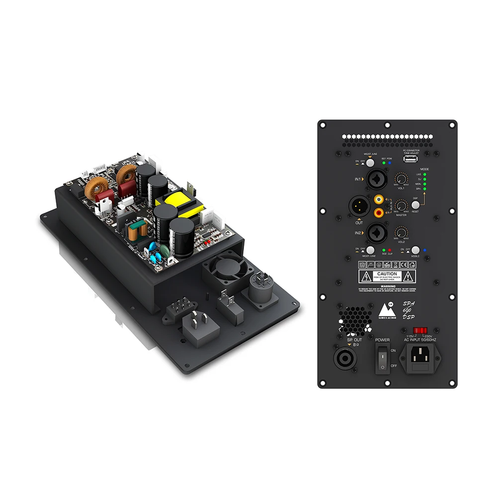 Lihui Professional Class D Subwoofer Active Speaker Board Built-in DSP 2 Channel Digital Full-ranges Amplifier Module