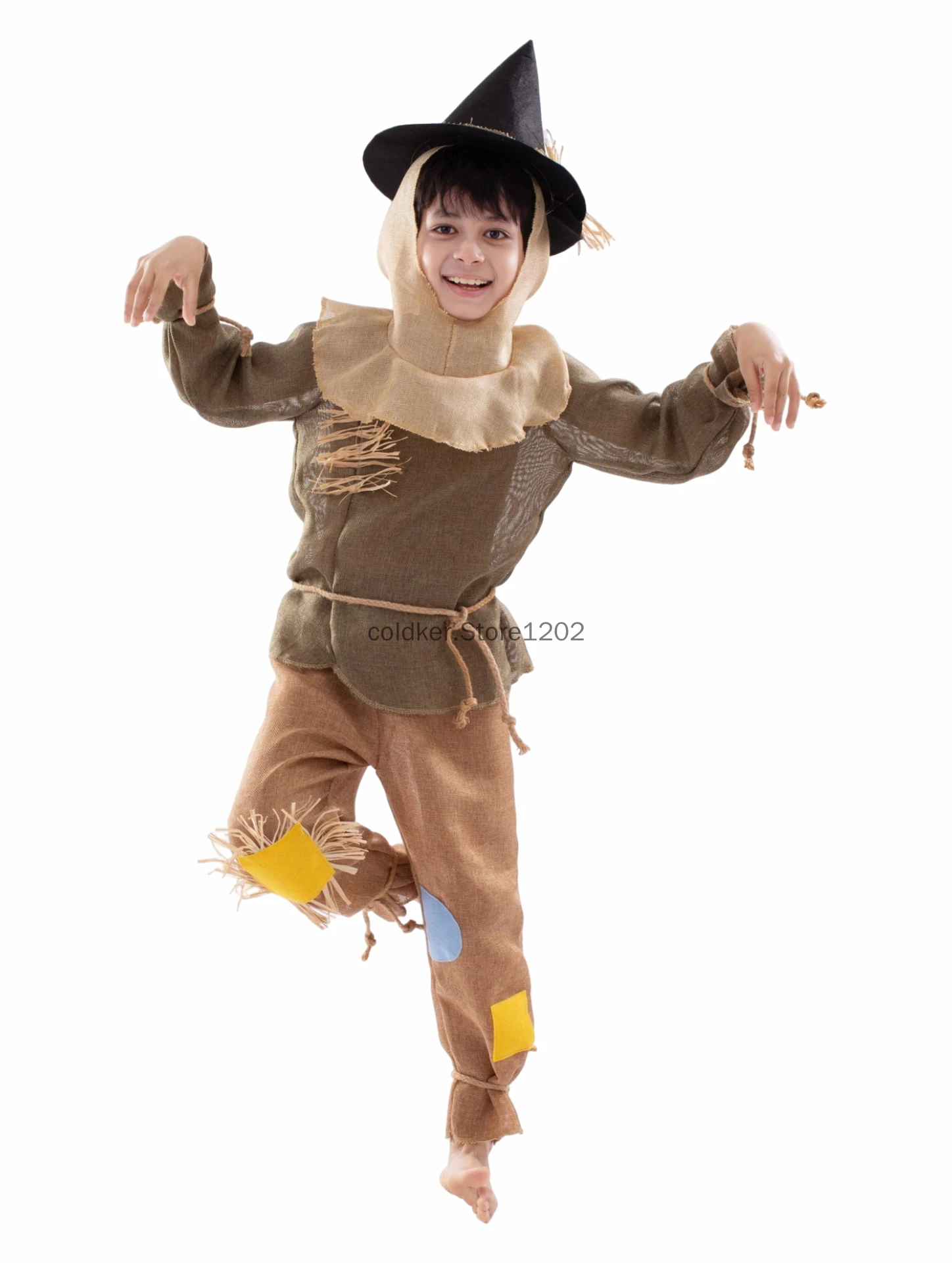 Kid Boys Girls Scarecrow Costume Halloween Purim Child Wizard Scarecrow Cosplay Outfit Fantasia Party Fancy Dress