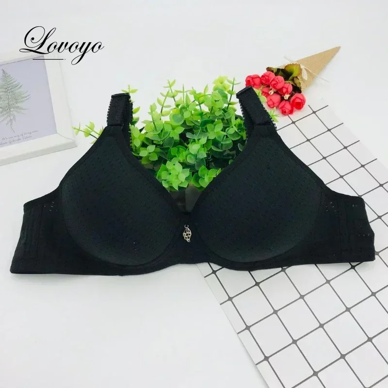 Mom\'s Steel Rimless Bra Large Soft Cotton Cups  Bamboo Charcoal Medium and Old Age Thin Cotton Bra Plus Size Elderly Underwear