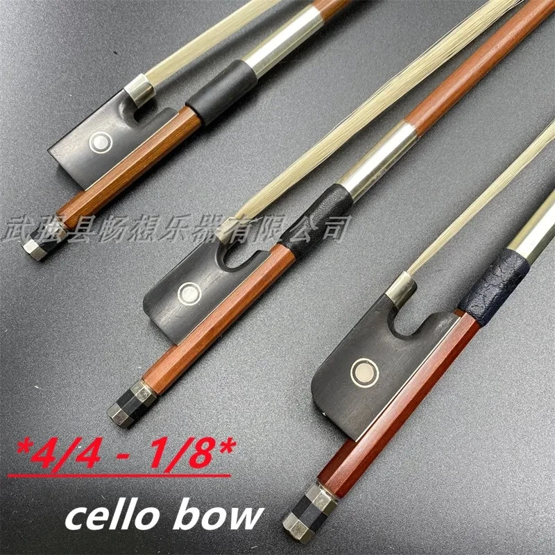 1pcs brazilwood student 4/4.3/4.1/2.1/4.1/8 Cello bow,ebony frog,musical instrument cello parts accessories,Mongolia horsetail