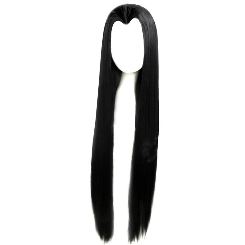 شعر مستعار اصطناعي طويل أسود أبيض شعر مستعار تأثيري مع ذروة الأرملة الانفجارات الكثيفة لحفلة الهالوين لعب الأدوار النمط الصيني #2