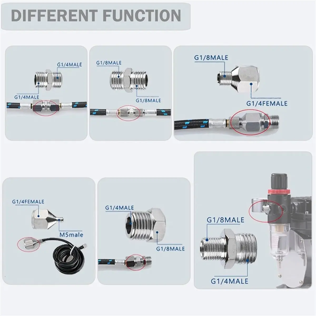 NEW 7pcs Airbrush Adaptor,Airbrush Fitting Airbrush Connector Kit Airbrush Threaded Plug for Airbrush Air Compressor