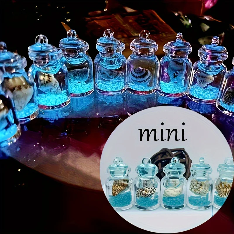 3/8pcs Mini Luminous Ocean Theme Bottle Figurines, Resin Sea Life Collectible Charms, Versatile Indoor Decorative Accents, Pre-L