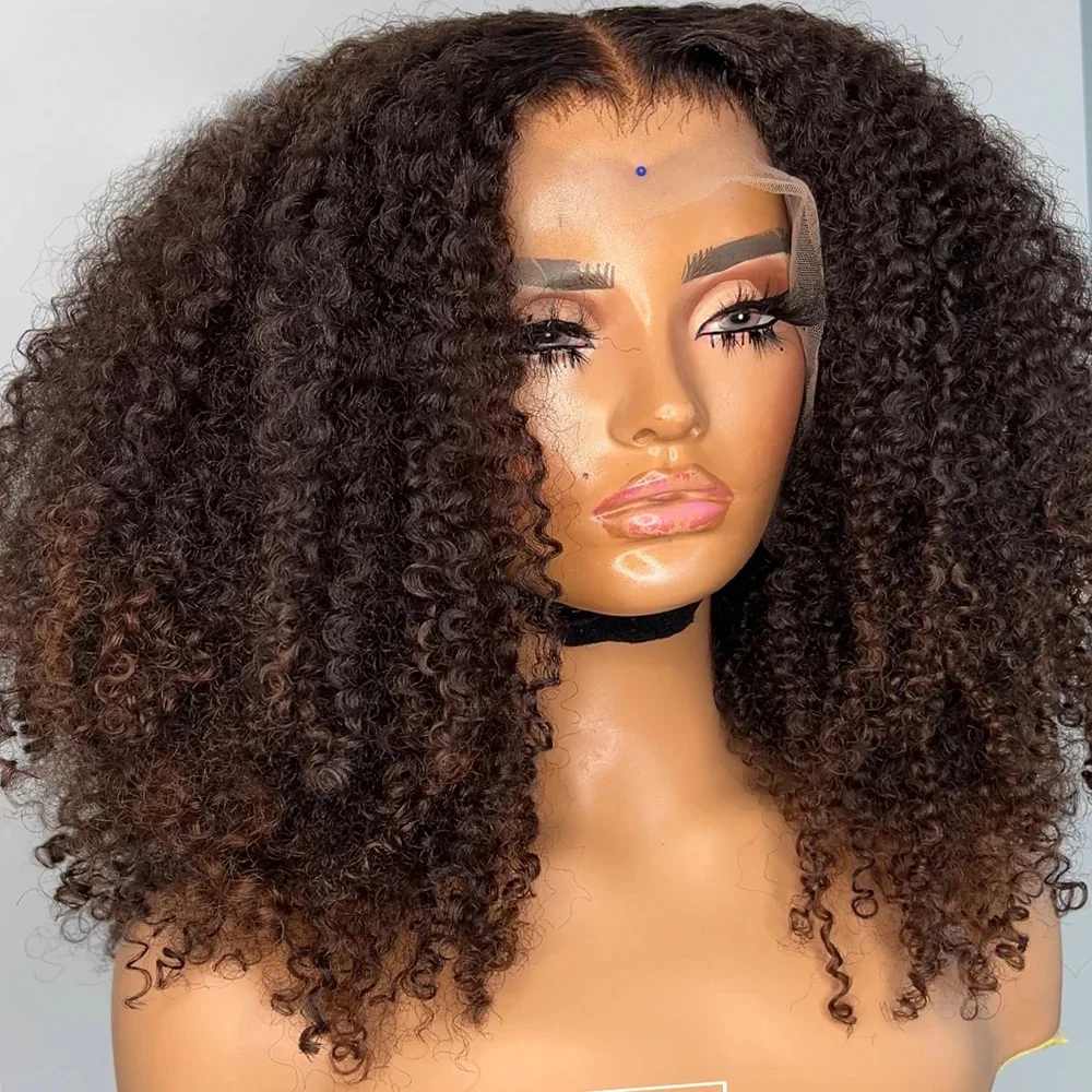 

Мягкий бесклеевой парик 180 Плотность Ombre Коричневый Кудрявый вьющийся парик спереди для женщин Детские волосы 26 дюймов Длинные термостойкие предварительно выщипанные ежедневно