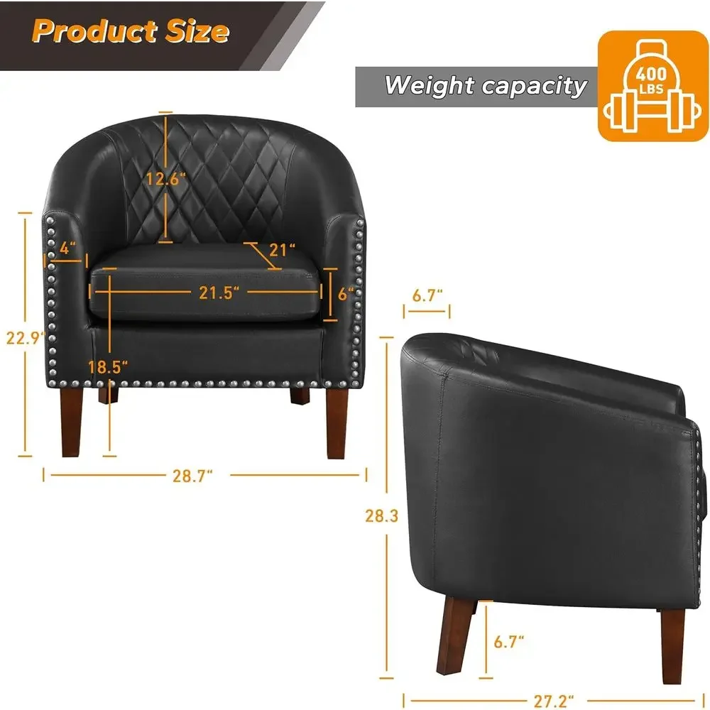 

Activity ProductComy Barrel Accent Chair Set O 8 - Aux Leather Living Room Chair Club Chair With Cushion, Diamond Grid Backrest