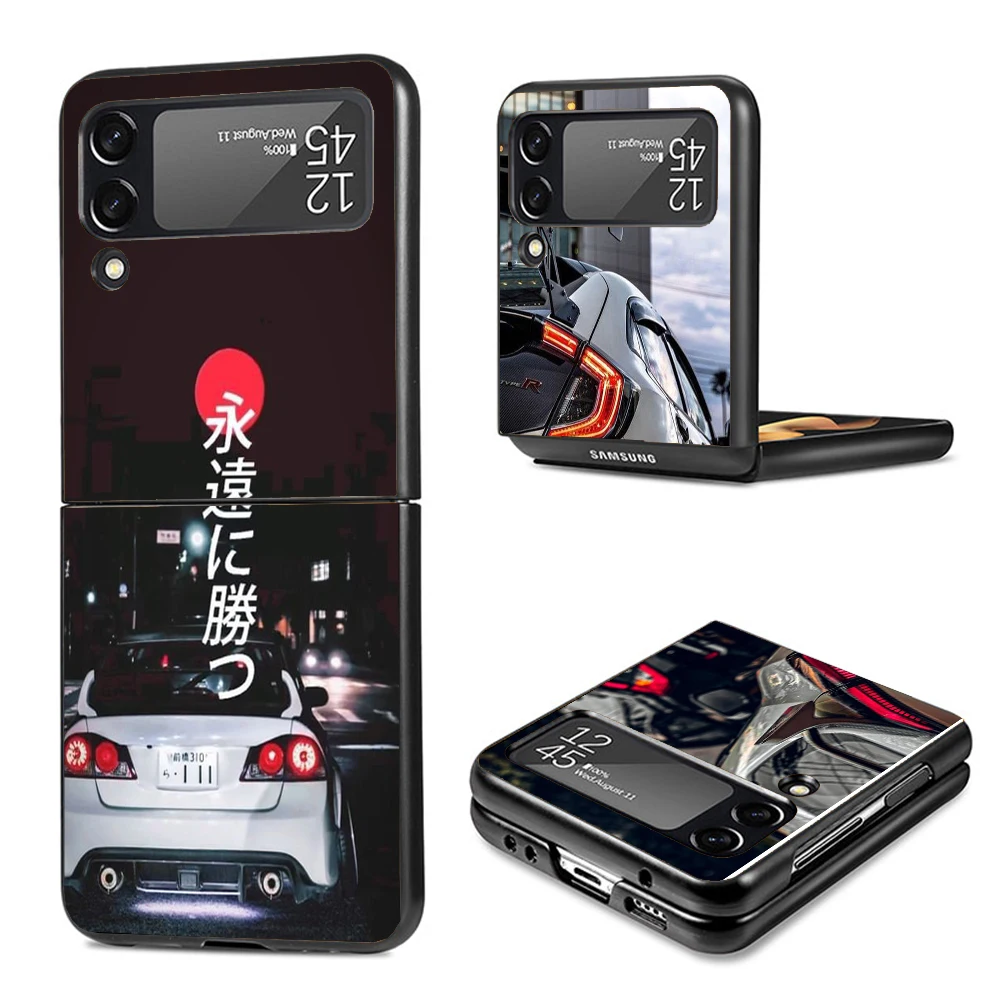 JDM Type R Civic Sport Car Phone Case For Samsung Galaxy Z Flip6 5G Flip5 Flip4 Flip3 ZFlip 6 3 4 5 Hard PC shockproof Back Cove