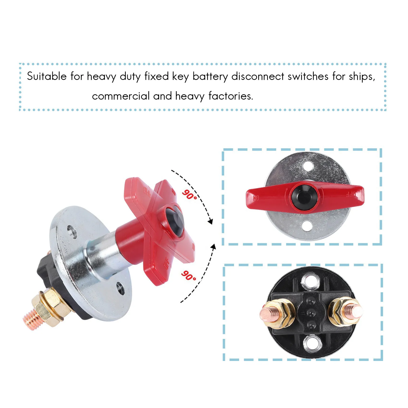 Isolator baterai kunci tetap 1500 Amp, saklar listrik tugas berat 12V / 24V