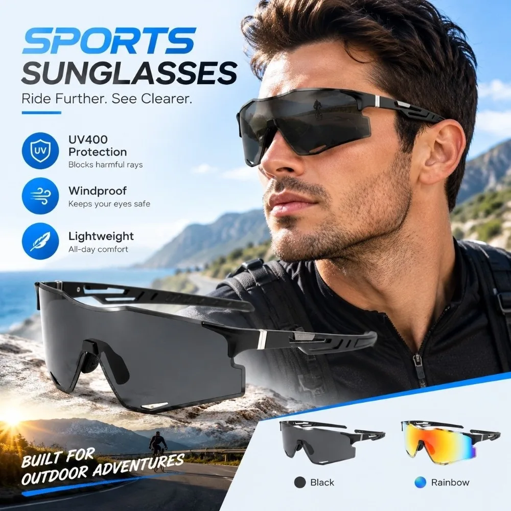 PC Lens Sports Cycling Sunglasses Lightweight Frame Dustproof Design UV Protection Glasses Goggles Unisex Running Sunglasses