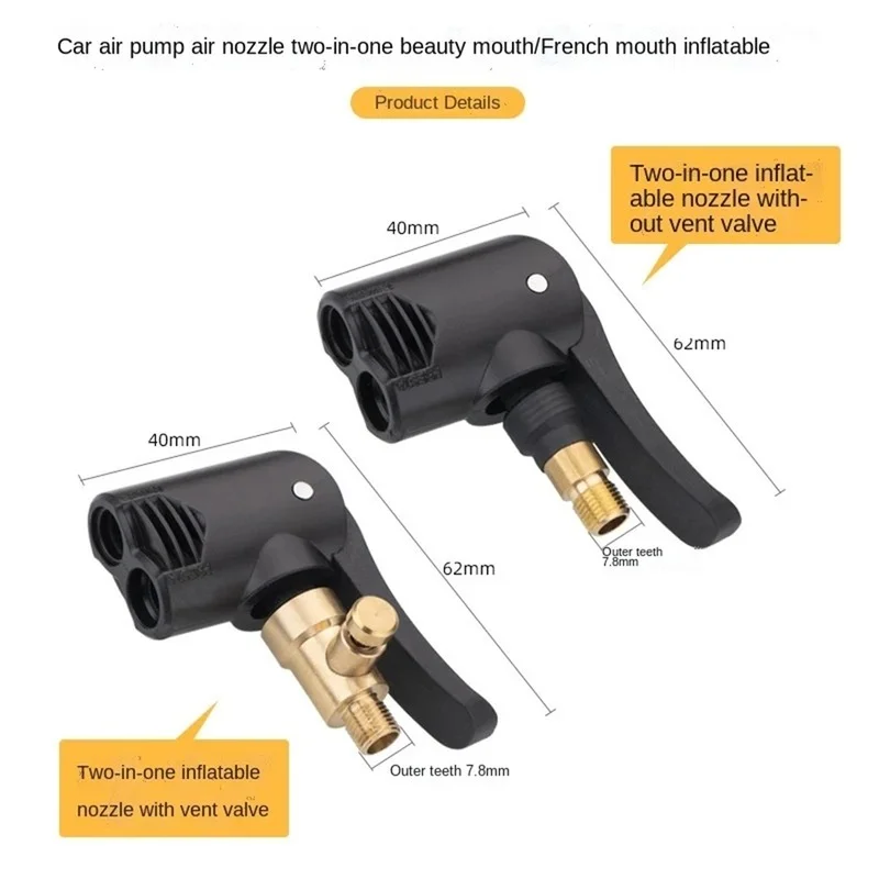 Adaptador de manguera de boquilla de bomba de bicicleta, piezas de bombeo de doble cabezal, accesorios de servicio, convertidor de válvula F/V A/V