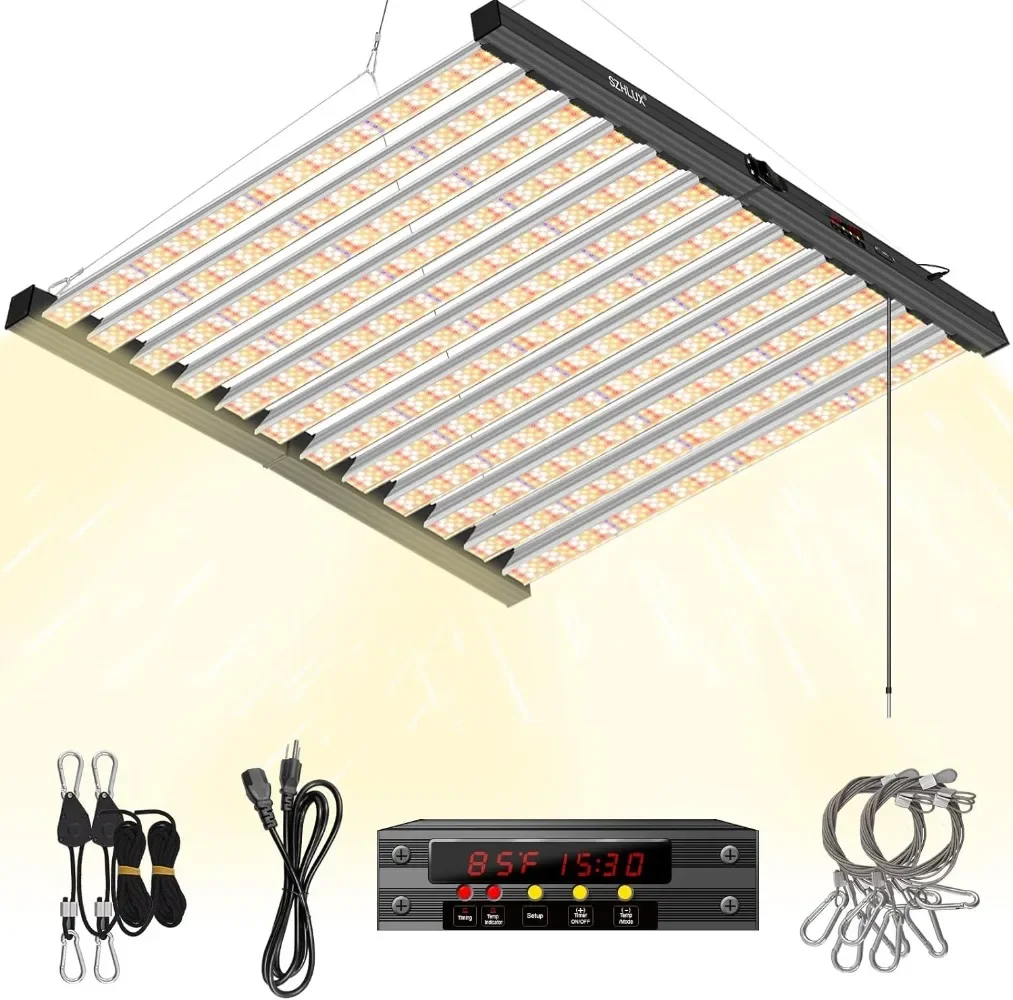 SZHLUX 800W LED Light 7×7ft with Timer and Temp Control, Full Spectrum UV&IR Grow Lamp with 2304 Diodes, Sunlight Plant