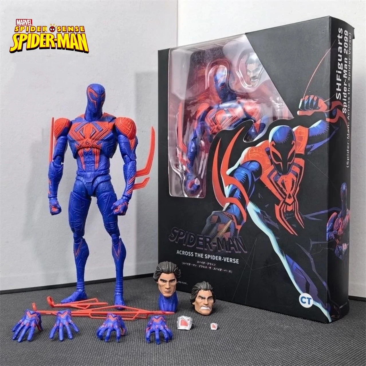 Spiderman 2099 Ct Action Figure Across The Universe Shf Figuarts Miguel O'hara Spiderman Shf Pvc Gk Figurine Toys Two Heads Gift