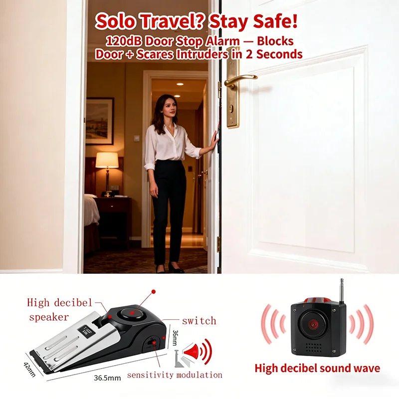 

Secure Your Home or Apartment Anywhere with This Portable Door Stop Alarm!