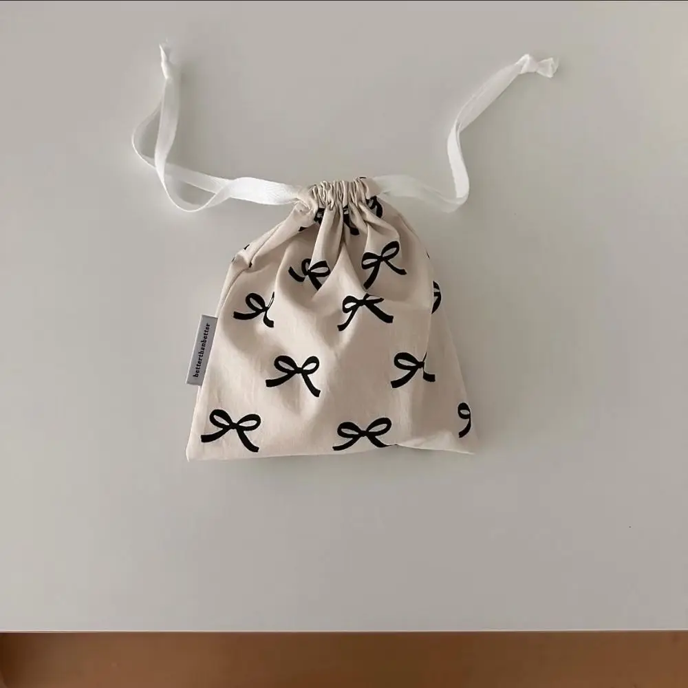 Premium Bow Knot Mini Drawstring Bag Reusable Portable Cosmetic Storage Pouch Convenient Sturdy Girl's Coin Purse Makeup