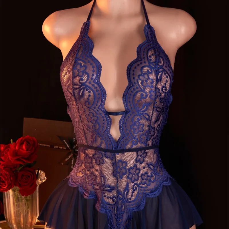 ملابس داخلية مثيرة مثيرة بدون حمالات ملابس داخلية مثيرة بدون ظهر بيبي دول ملابس داخلية عميقة على شكل حرف V حمالة صدر مفتوحة فستان سهرة ملابس شفافة #4