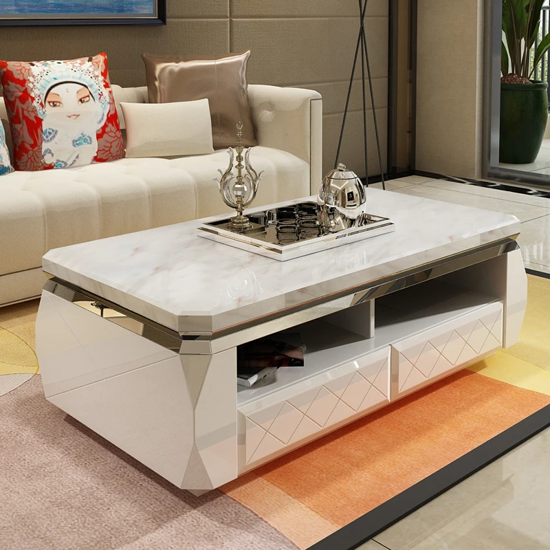 

Luxury Nordic Coffee Table White Living Room Drawers Modern Table Decorative Industrial Kaffee Tische LIVING Room Furniture