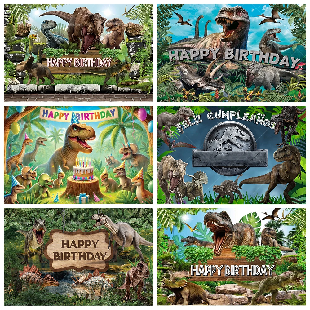 

Tropical Jungle Dinosaur Birthday Backdrop Jurassic Park Boy Birthday Party Decoration Banner Background Photozone Poster Props
