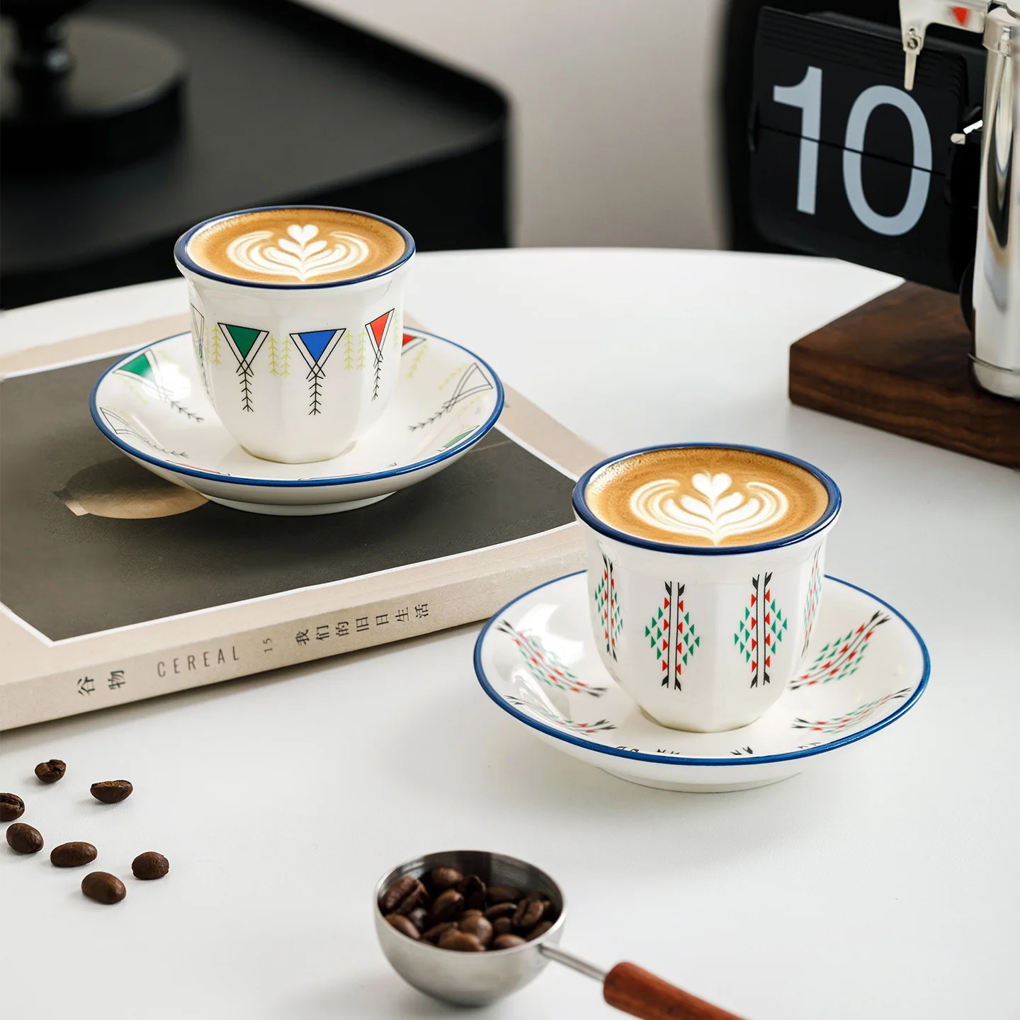 New Arrival  Decorative Lebanese Arab Arabian Arabic Style Geometrical Pattern Porcelain Ceramic Coffee Tea Gawa Gahwa Cawa Cup