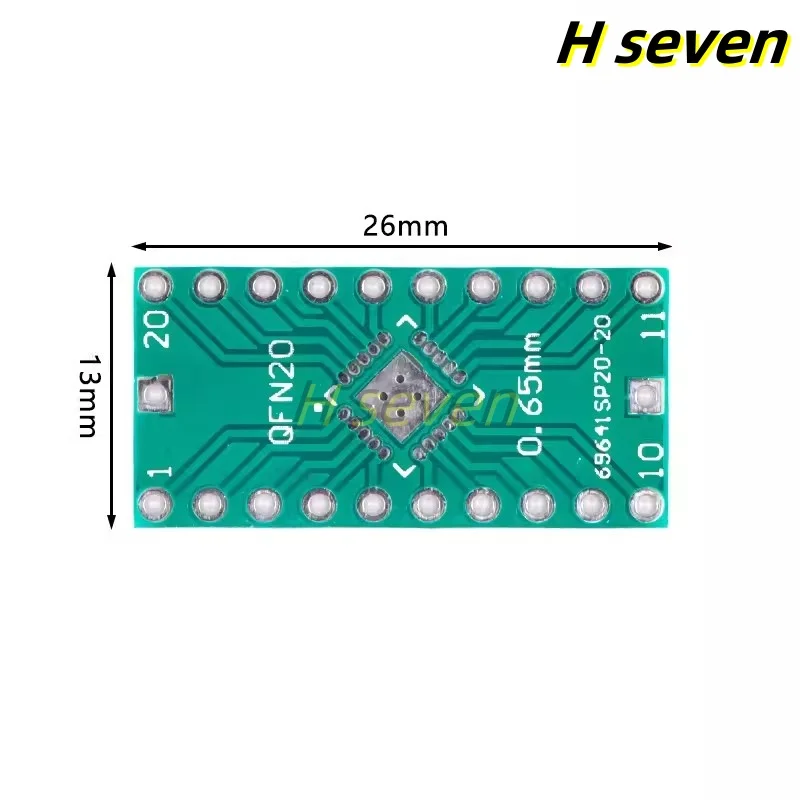 Chip de placa interposta qfn20 para inserção direta dip 0.5/0.65mm passo placa de teste ic com 10 peças