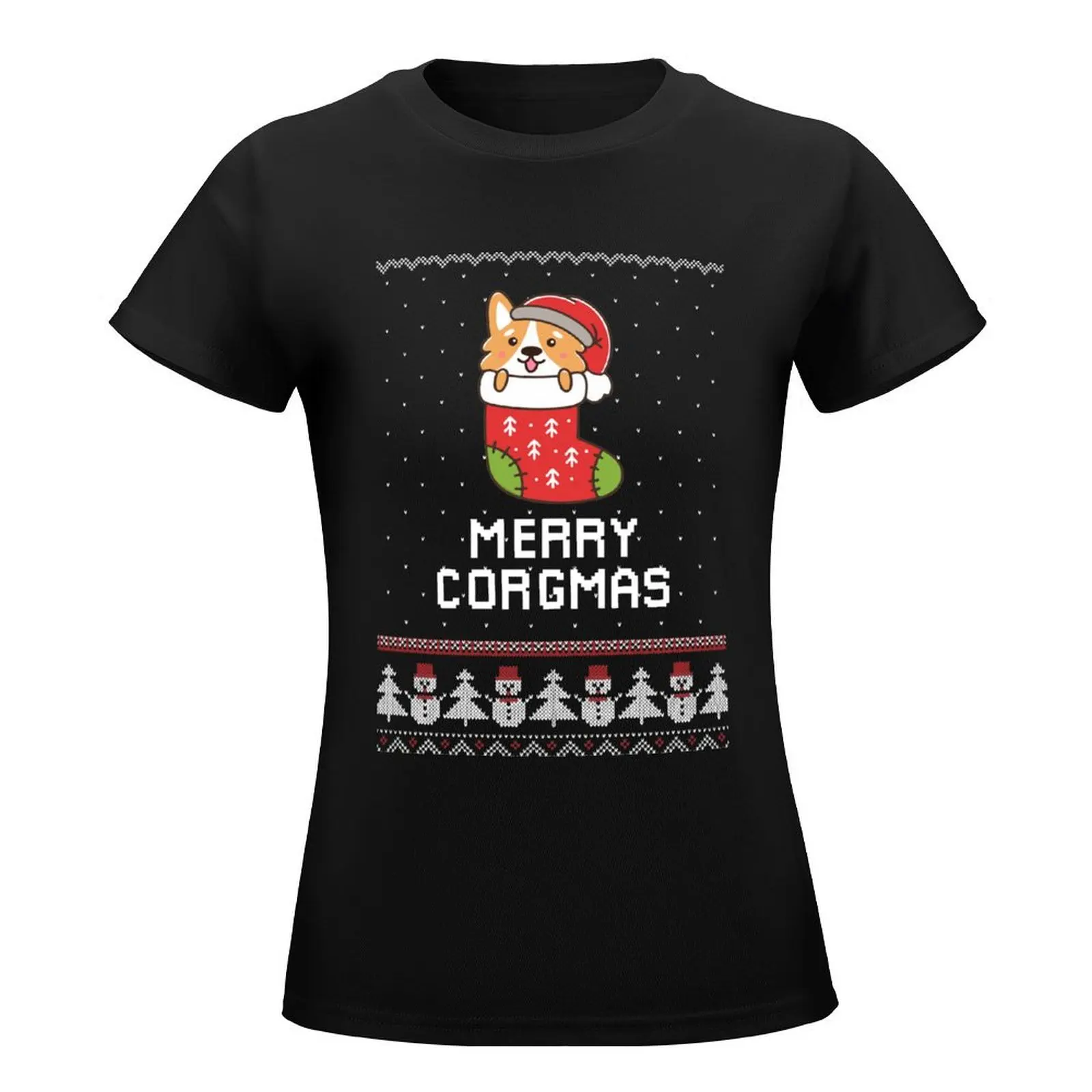 Welsh Corgi Dog Christmas Sweater T-Shirt summer clothes kawaii clothes workout shirts for Women