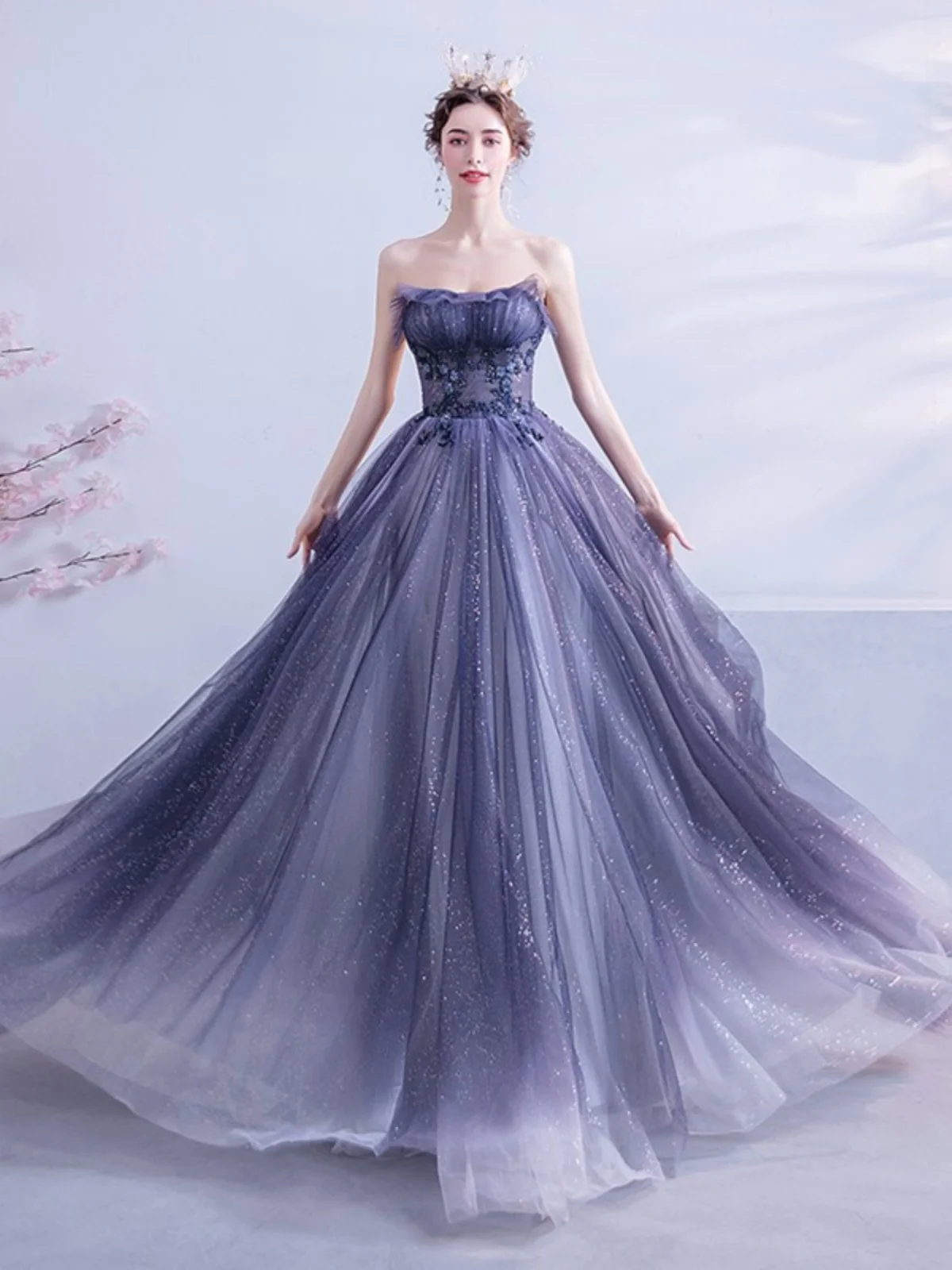 Angel Wedding Dr adient Color Performance Evening Dinner Yearly Meeting Host Wedding Dr 380 Faionable Mid-Waist...