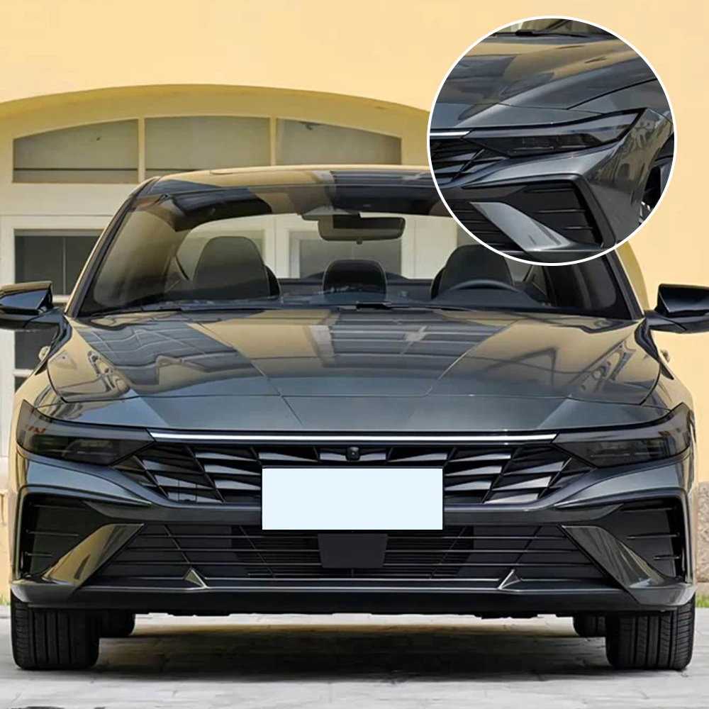 

For Hyundai Elantra CN7 2021-2026 Smoke Black High Gloss Pre-Cut TPU Headlight Protective Film PPF Anti-Scratch Vinyl Wrap Cover