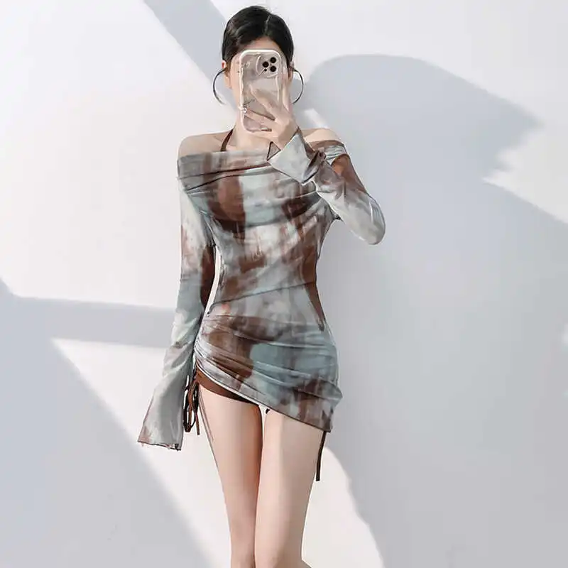 

Conservative Belly Covering Beach Vaion Steel Tee Piece Set Bikini Swimsuit Women New Summer 2024 Trendy Wasteland Sle