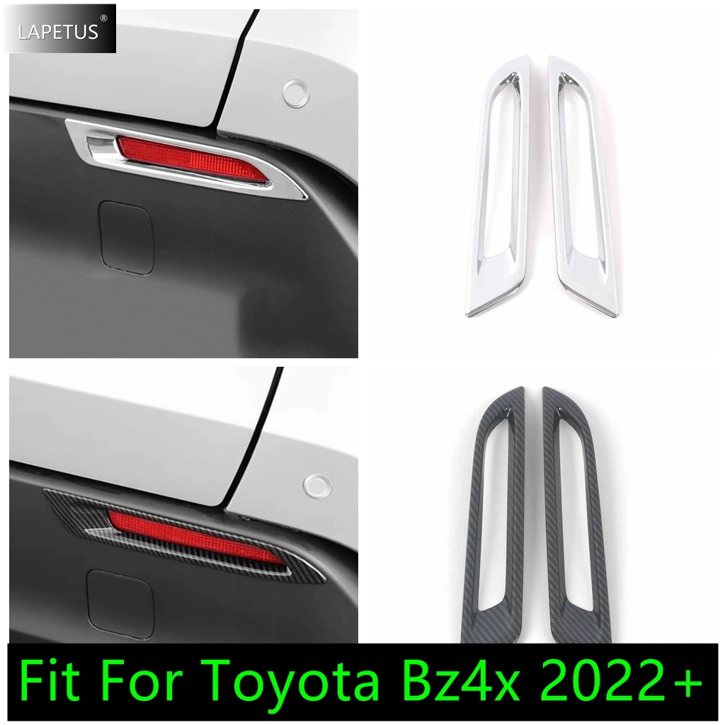 

For Toyota Bz4x 2022 2023 Carbon Fiber / Chrome Auto Rear Bumper Fog Lights Lamps Frame Decor Cover Trim Exterior Accessories