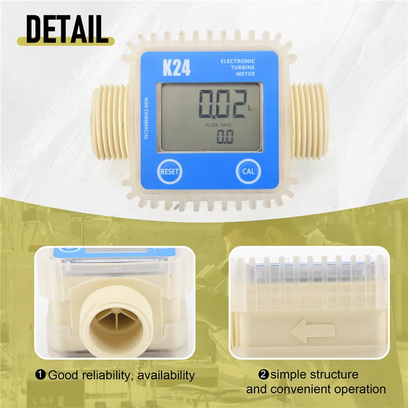 A93Z Digital Lcd K24 Flow Meter Turbine Fuel Flow Tester For Chemicals Water Sea Liquid Flow Meters Measuring Tools