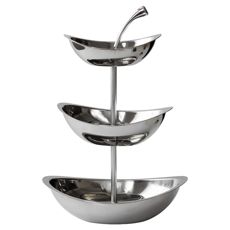

Stainless steel multi-layer fruit plate afternoon tea snack rack dessert table cake display rack front desk fruit plate ornament
