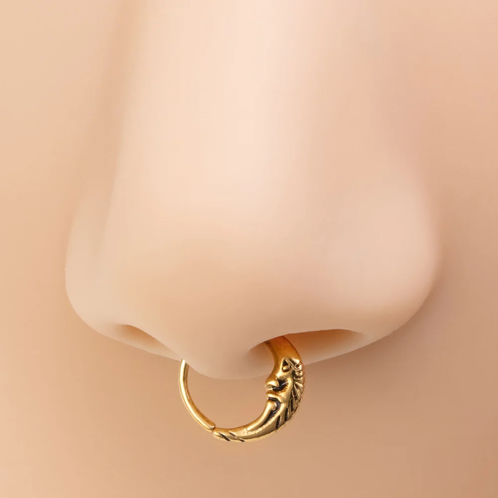 1pc Moon Eeybrow Piercing Ring Hoop for Women Men 20G Flexible Brass Nostril Septum Rings Cartilage Tragus Daith Helix Earrings