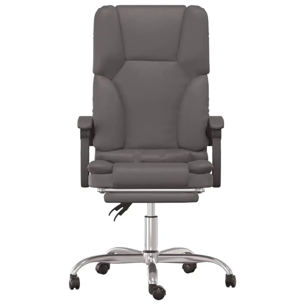 Silla de oficina reclinable ergonómica de masaje de piel sintética gris para mayor comodidad