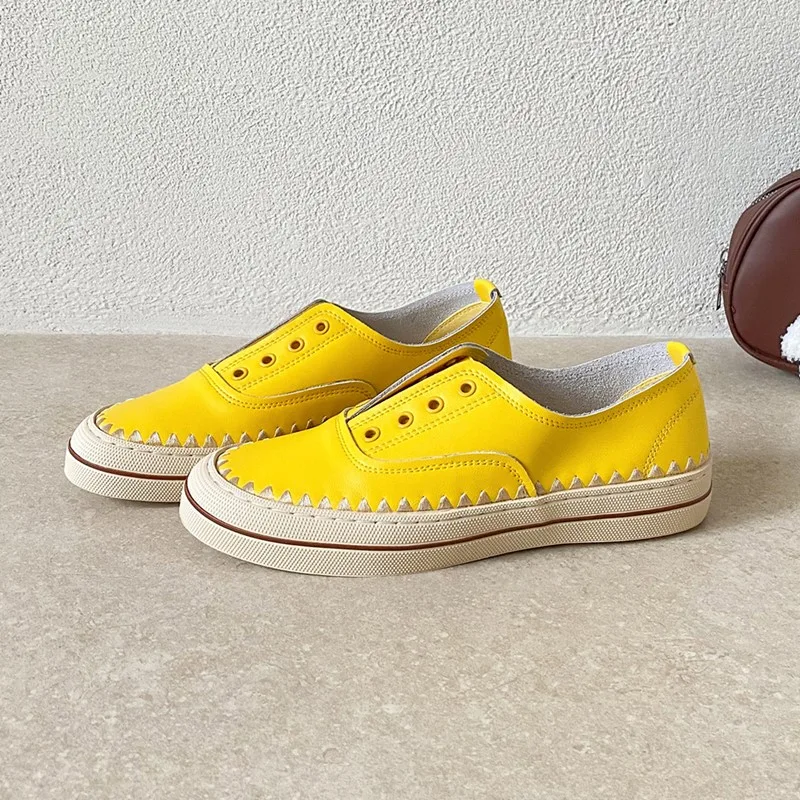 DIMANYU Women Sneakers Genuine Leather Slip On Casual Flat Shoes Ladies Platform Walking Shoes Women