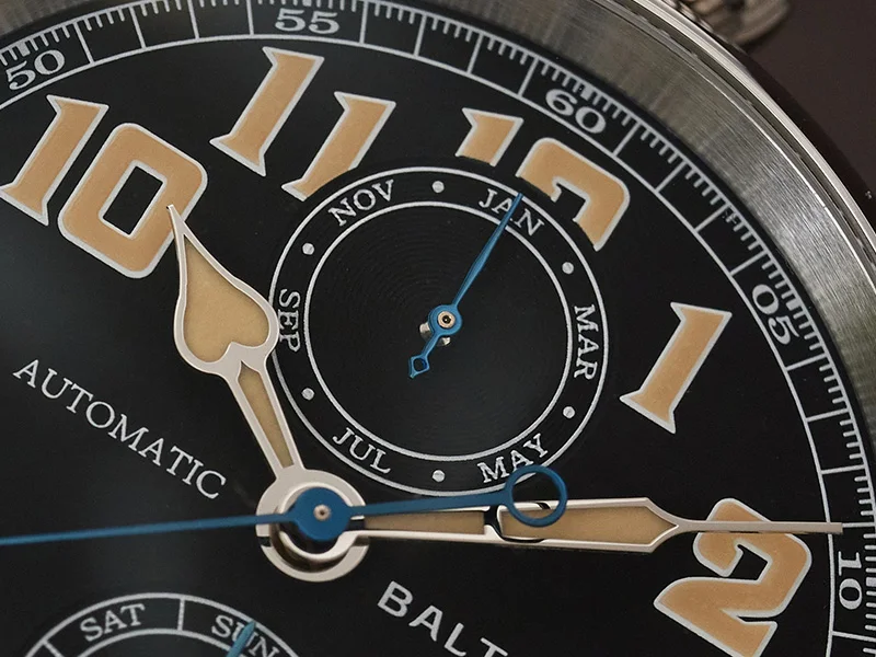 Baltany S6047 Automatikuhr Typ A7 1935 Aviator Hommage Uhr 1930er Vintage Fliegeruhr Mechanische Pilotenuhr Leuchtend Saphirglas Herren – Detail 9