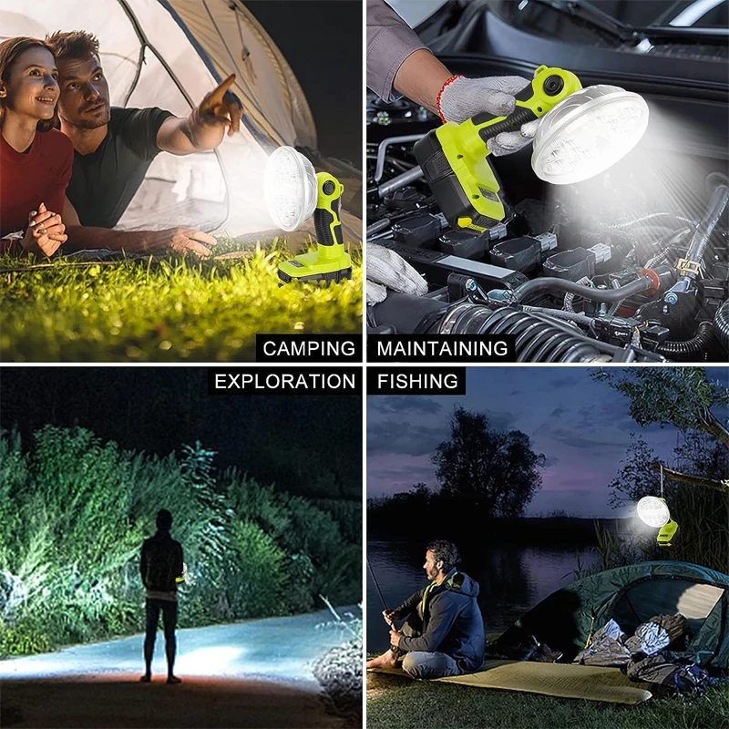 For Ryobi 18V Lithium Nickel One+ Battery P104 P108 2000lm LED Tool Lamp Work Light Flashlight Camp Outdoor Emergency Lighting