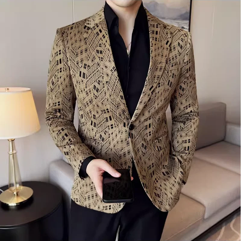 

Мужской элегантный модный пиджак с принтом музыкальных персонажей, костюм для вечеринок, роскошный мужской пиджак для торжественных мероприятий