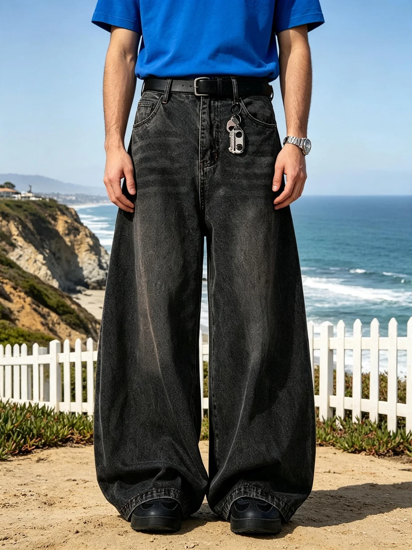 rendy American Streetwear Y2K‑Style Jeans For Men, Baggy Denim Trousers, Great Practical Gift For Husband Or Lover Casual Outfit
