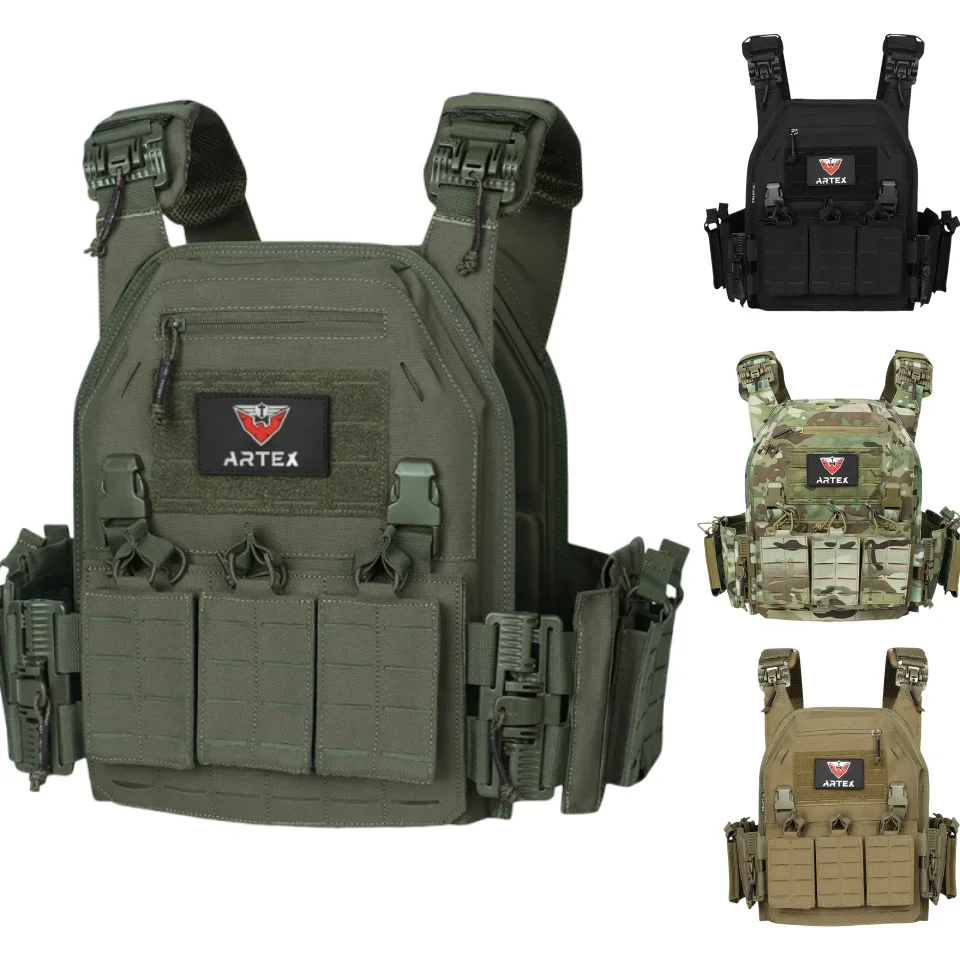 Chaleco táctico verde Ranger con sistema Molle de liberación rápida, portador de placa militar, Chaleco Táctico para Airsoft y caza