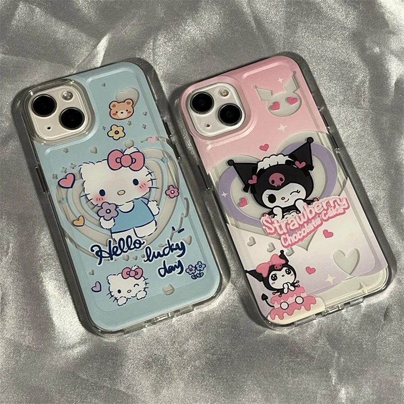 Sanrio Hello Kitty Kuromi My Melody Cinnamoroll Girls' Heart Hello Kitty Suitable for iPhone Apple Phone Case 14pro 12 11 Case