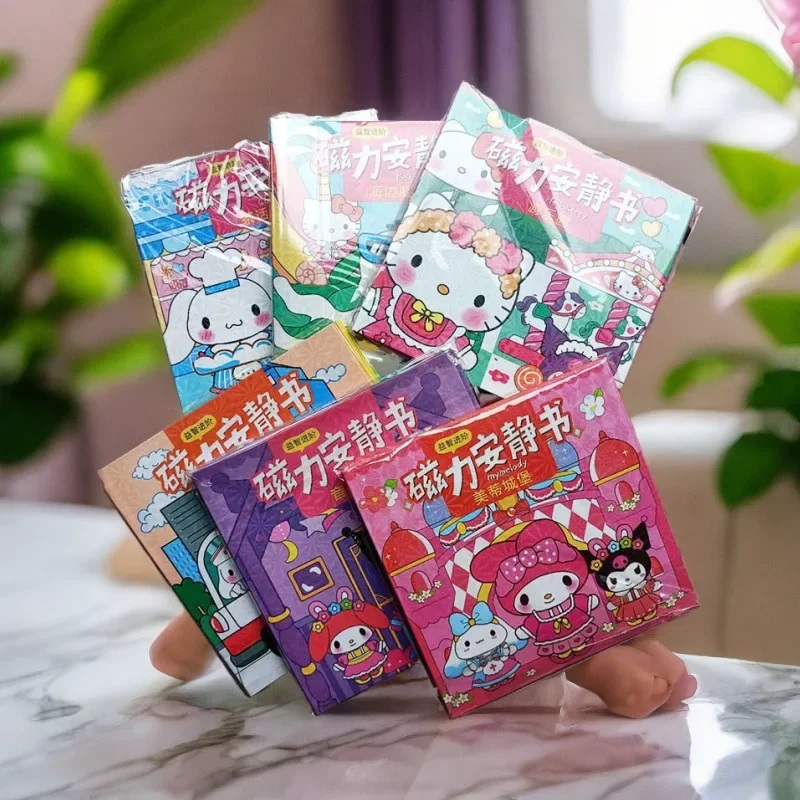 

Мультяшная Магнитная Бесшумная книга Sanrio, не режущая повторно наклеивающаяся свободная наклейка, игрушка ручной работы для девочек, детская магнитная наклейка-пазл «сделай сам»