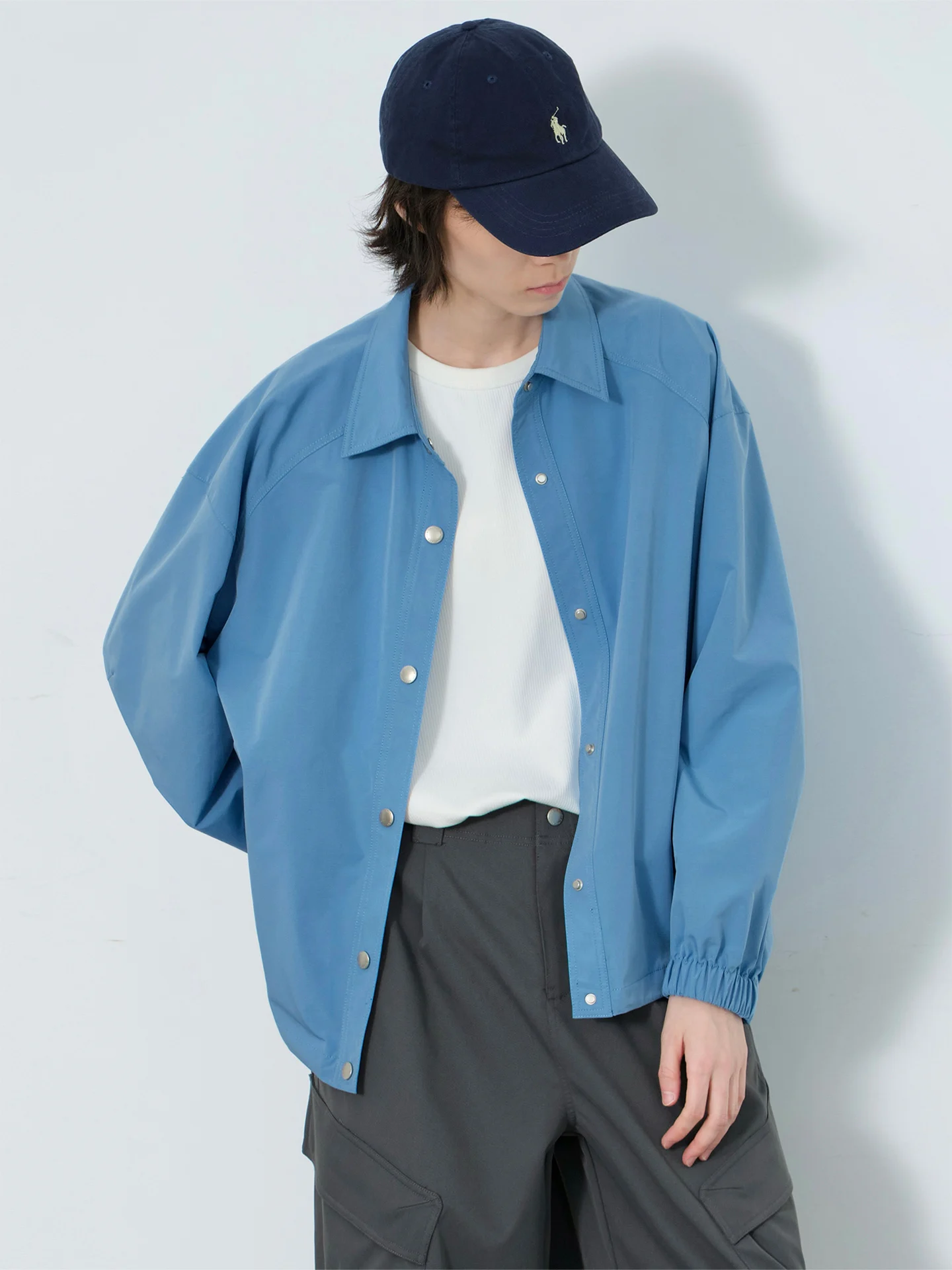 

Легкая повседневная куртка-жакет Knight Blue Collar для женщин, свободного кроя, из полиэстера, верхняя одежда X253F087A, модная осенняя коллекция