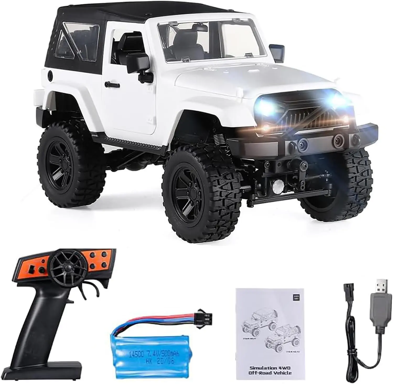 f1 RC Crawler, 1:14 2.4GHZ Remote Control Car, 4WD 30KM/H Racing Car, All Terrain Off Road Monster Truck with LED Light