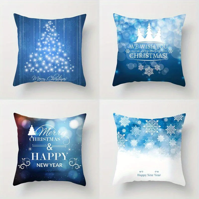 

Home Decor Christmas & New Year Pattern Pillow Covers Pattern Cushion Cover Suitable For Sofa Bedroom Car Pillow Cover